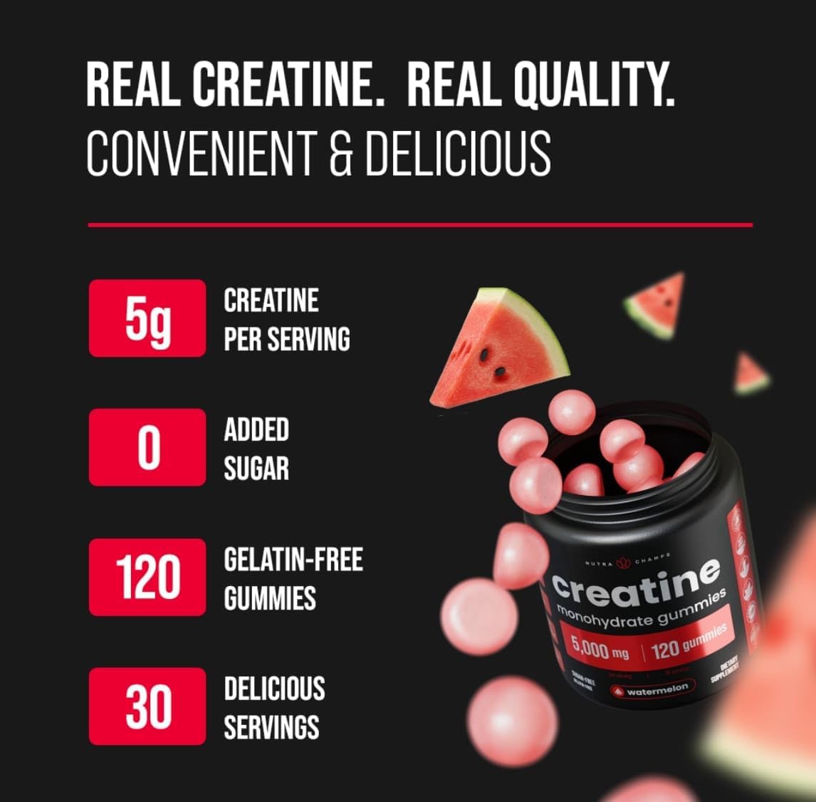 Creatine Gummies – Creatine Monohydrate – 120 Gummies (1250 mg Each)